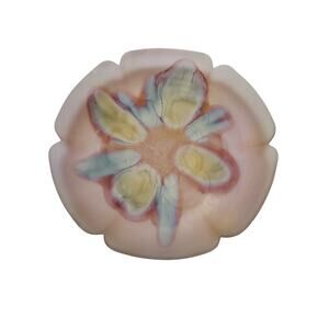 Frosted Hand Painted Art Glass Textured Bowl Made In Turkey